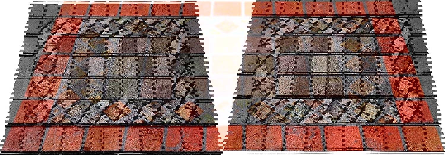 Nicoman Elegant Tile Effect Doormat - Red Edge