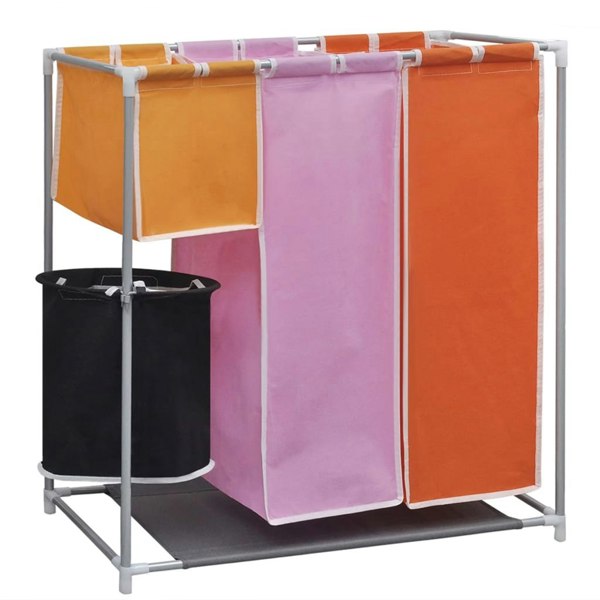 Berkfield 3-Section Laundry Sorter Hamper with a Washing Bin