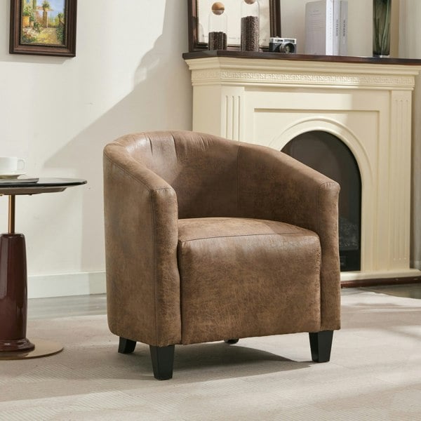 Furniture One Bronzing Fabric Tub Chair, Upholstered Armchair, Padded Barrel Club Chair