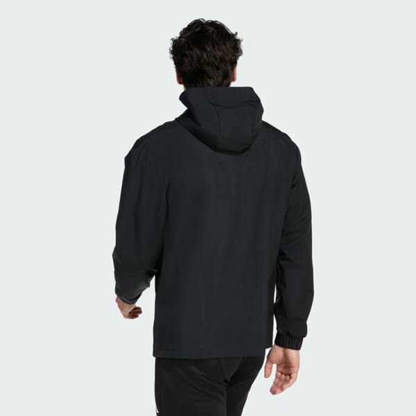 Adidas Mens Entrada 26 All Weather Rain Jacket Waterproof Coat Black JZ9101