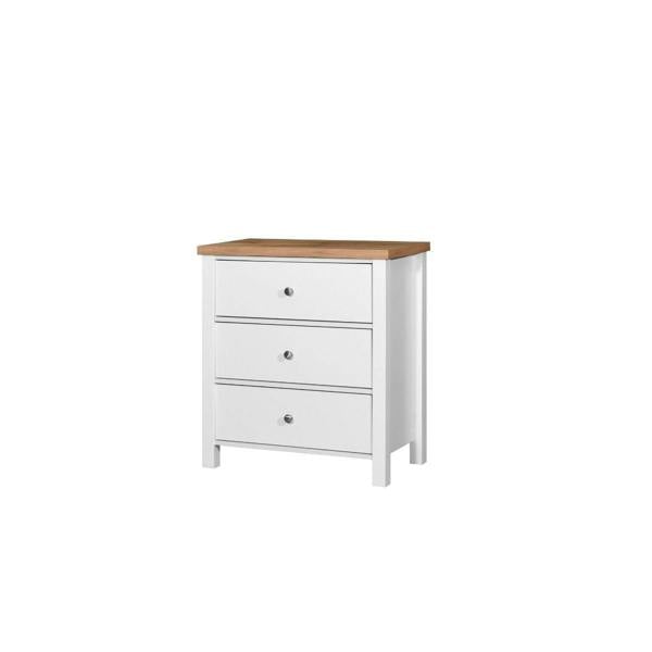 Astbury 3 Drawer Bedroom Cabinet Chest of Drawers White and Oak