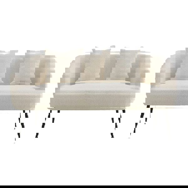 140cm White 2 Seater Sofa Teddy Fabric Loveseat with Metal Legs 2 Seater Sofas Living and Home 