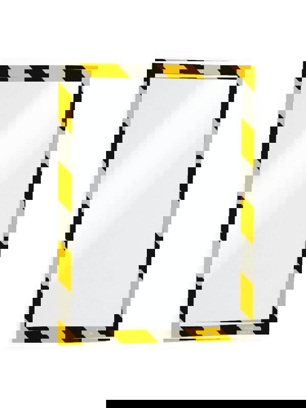 Durable DURAFRAME Adhesive Magnetic Hazard Frame | 2 Pack | A4 Black & Yellow