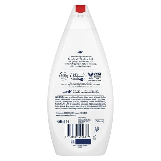 Dove Velvet Glow Body Wash 3 Pack, 0% Sulfate SLES Shower Gel, 450ml