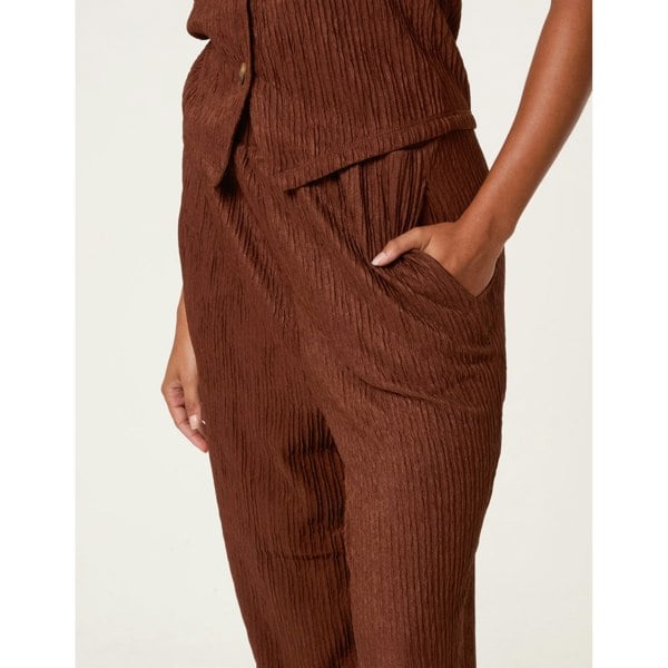 Blue Vanilla Crinkle Elasticated Waist Wide Leg Trousers