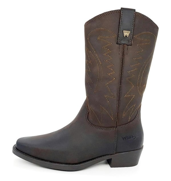 Wrangler Tex Hi Mens Leather Pull on Pointed Cowboy Western Boots