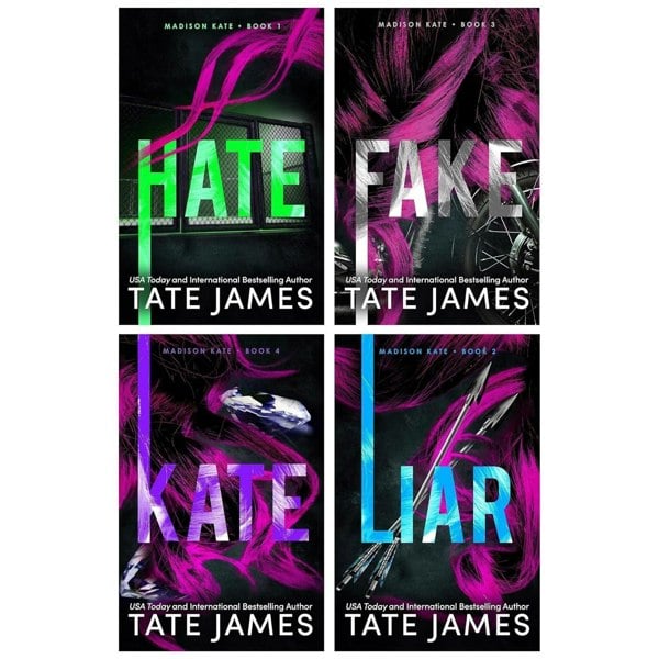 Madison Kate Series 4 Books Collection Set by Tate James (Hate, Liar, Fake & Kate)