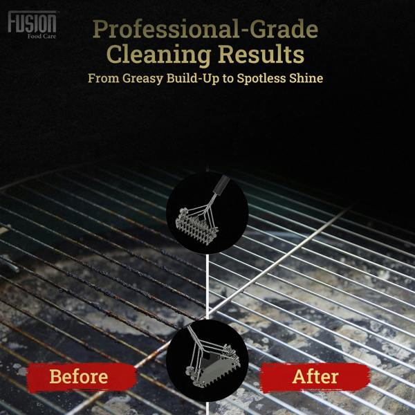 Fusion Food Care Fusion Food Wire Brush With Ergonomic Handle - Stainless Steel Helix Grill Cleaner with Scraper Bar & Ergonomic Handle