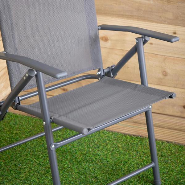 Samuel Alexander Multi-Position Folding Garden Patio Single Chair in Grey