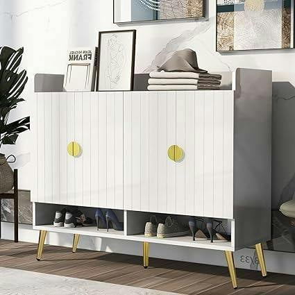 HYGRAD BUILT TO SURVIVE Modern Hallway Shoe Storage Cabinet, 2 Doors – Grey or White | HYGRAD®