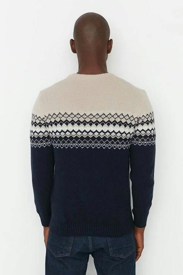 WOVCOR Crew Neck Ethnic Knit Men's Sweater