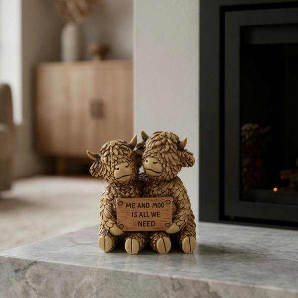 Garden Greatness Hughie Highland Cow Me and Moo Ornament