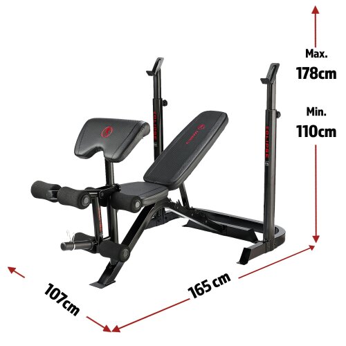 Marcy BE3000 weight bench with curl pad leg developer & squat rack