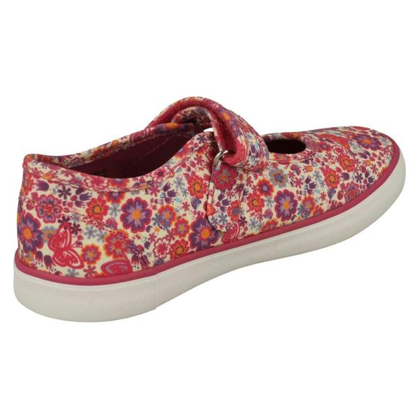 Start-rite Girls Startrite Floral Detailed Mary Jane Canvas Shoes Busy Lizzy