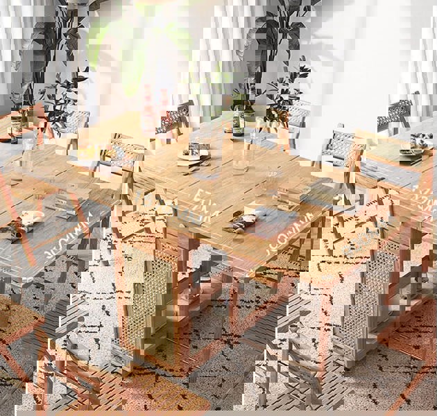 Nydia Foldable Dining Table Set With Storage, Rattan, Solid Wood with small dining table with 2 chairs