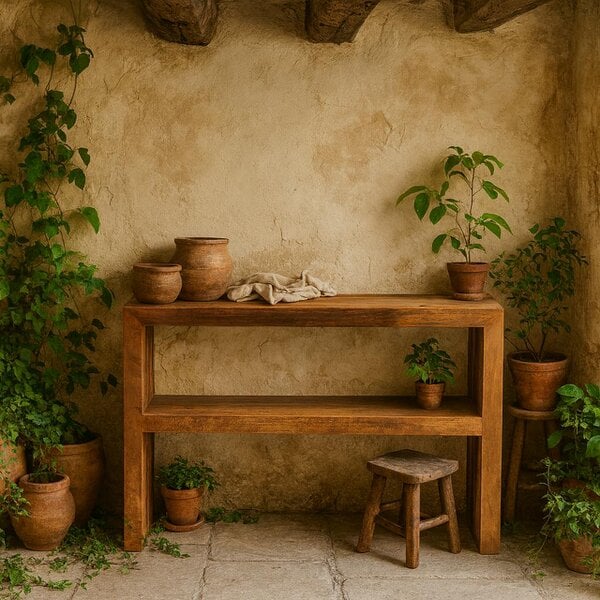 Wyld Haus Manila Light Mango Wood Console Table with Shelf