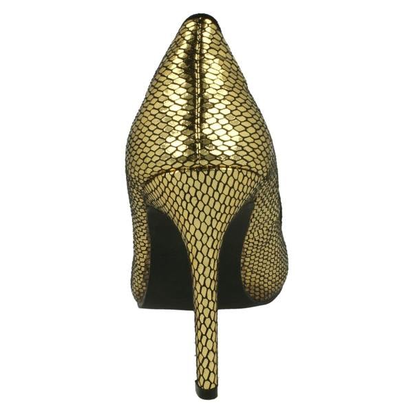 Spot On Ladies Spot On High Heel Pointed Toe Snake Design Court Shoes