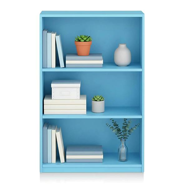 WALPLUS JAYA Simple Home 3-Tier Adjustable Shelf Bookcase, Light Blue | Stylish Wall Art for Modern Homes