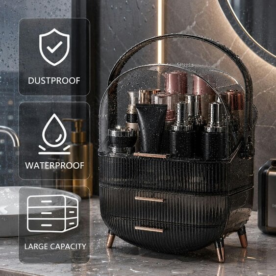 Neo Transparent Black Three Layer Cosmetic Makeup Organiser & Holder