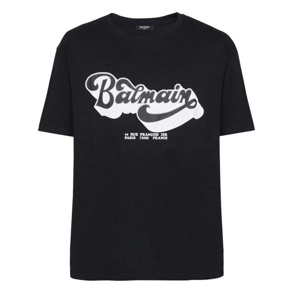 Balmain 70s Logo Print T-Shirt   in  White