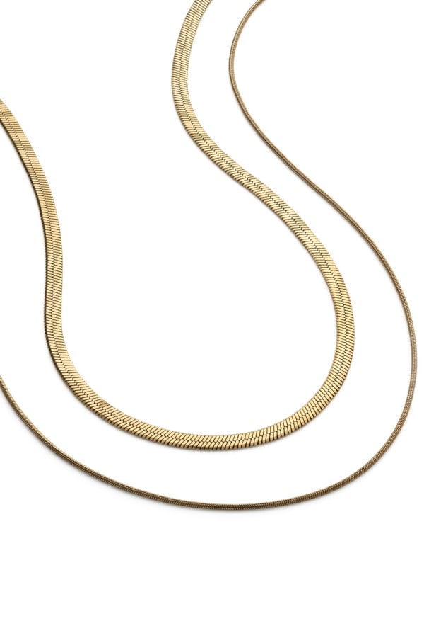 14K Gold Double Snake Chain Choker - Necklaces - Elk & Bloom