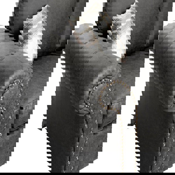 SQUAREBOXX Oakland Suede Sofa 3+2 Seater Fabric Sofa in Charcoal Black