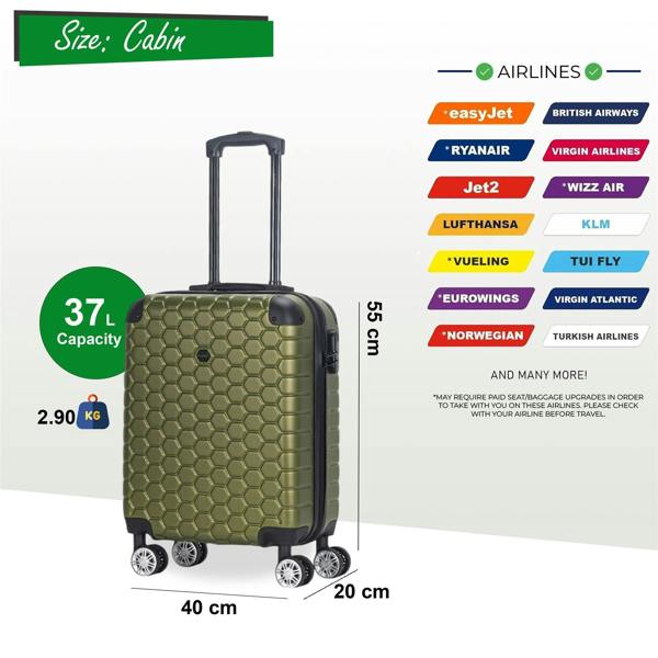 Eagle Luggage Hard Shell ABS 8 Wheel Luggage Travel Cabin Holiday Bags Suitcase Set