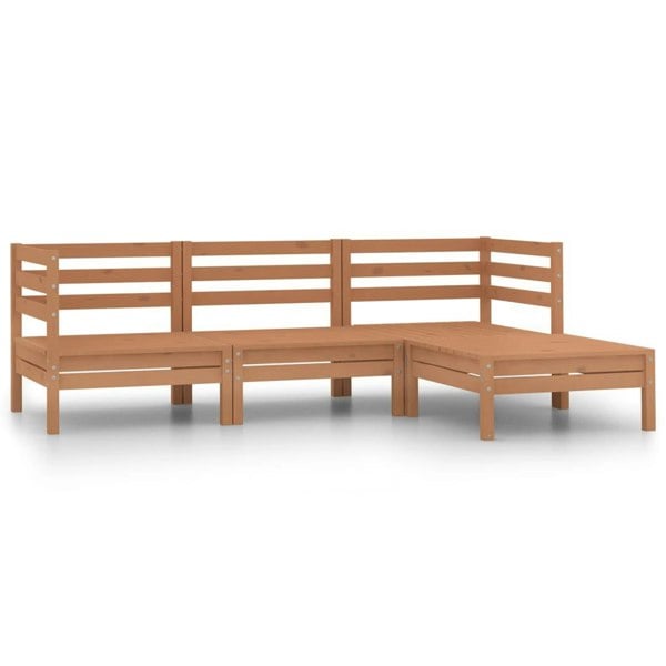 Berkfield 4 Piece Garden Lounge Set Solid Pinewood Honey Brown