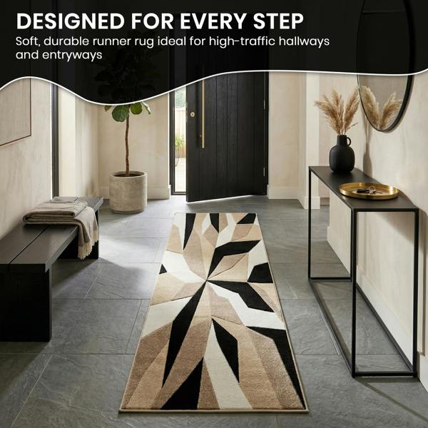 Smart Living Carved Rug Contemporary - Beige Black