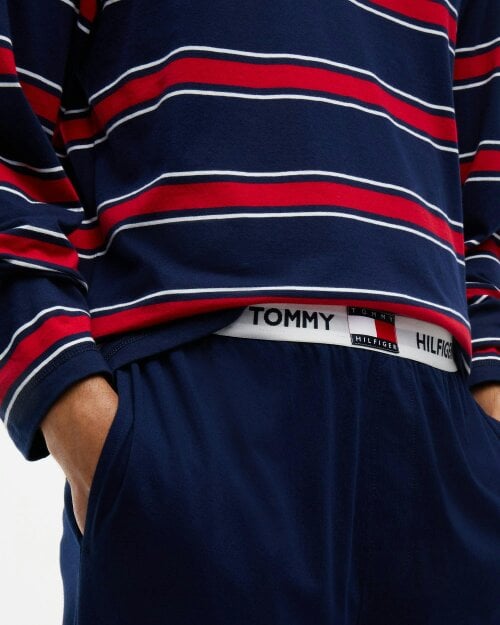 Tommy Hilfiger Long Rugby Mens Pyjama Set - RWB Stripe/Carbon Navy