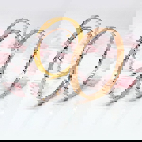 Say It With Hinged Stone Bangle - Yellow Gold Plated Stainless Steel