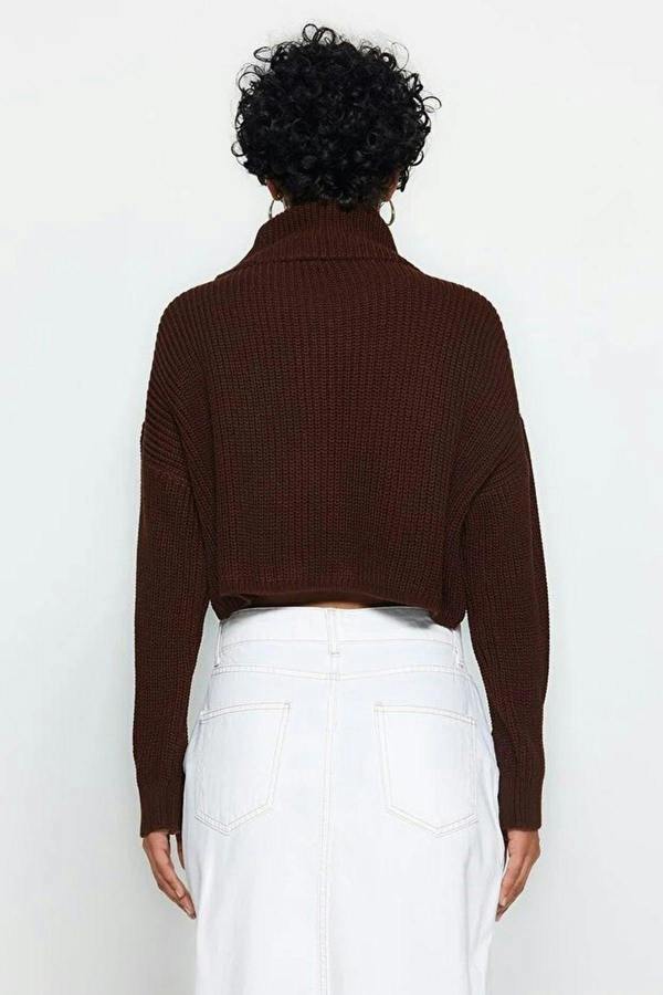 WOVCOR Super Crop Knit Sweater with Zipper Detail