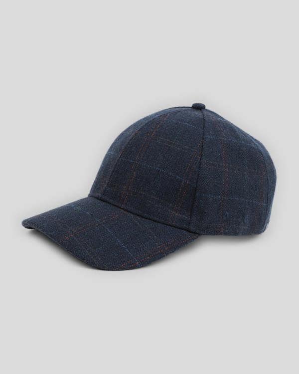 Steel & Jelly Navy Windowpane Check Baseball Cap