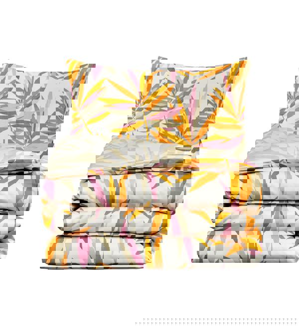 Smart Living Luxury Super Soft Reversible Bright Leaves Duvet Cover With Pillowcase