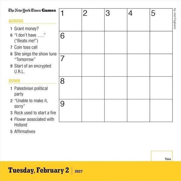 New York Times Mini Crossword Desk Calendar 2027, Desk Calendars, Day To View, Entertainment, Gift