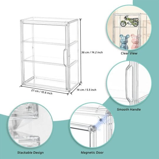 Havendro 3 Tier Acrylic Display Case Dustproof Box Perspex Clear Toy Collectibles Model