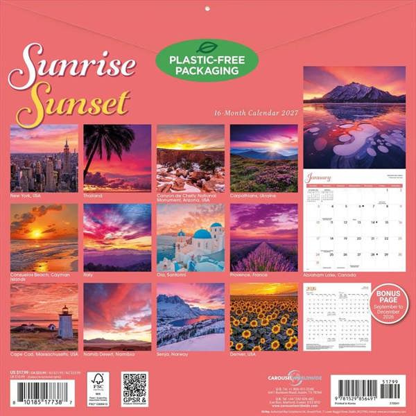 Natural Elements Sunrise Sunset Calendar 2027, Wall Calendars, Month To View, Natural World, Gift