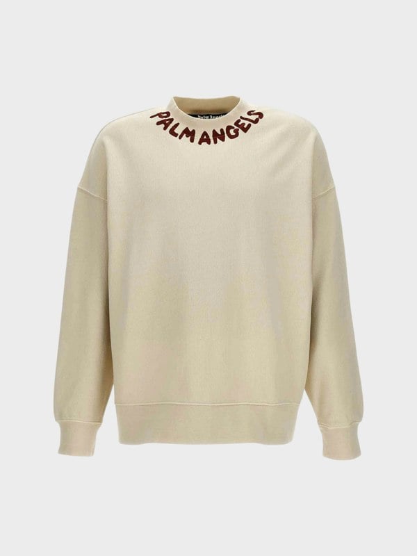 Palm Angels Seasonal Logo Crewneck White Red