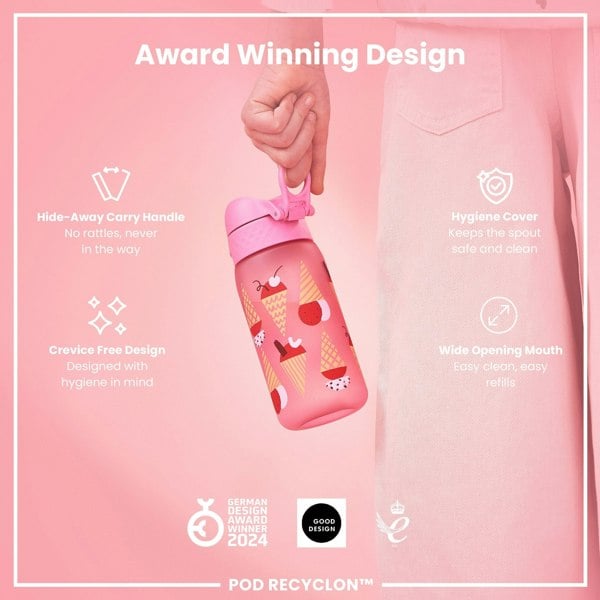 ION8 Leak Proof Kids Water Bottle, Recyclon, Ice Creams, 350ml (12oz)