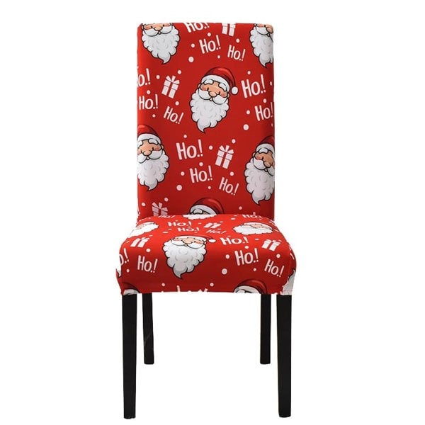 Anyseat Red Santa Claus Ho Elastic Chair Cover for Dining Room