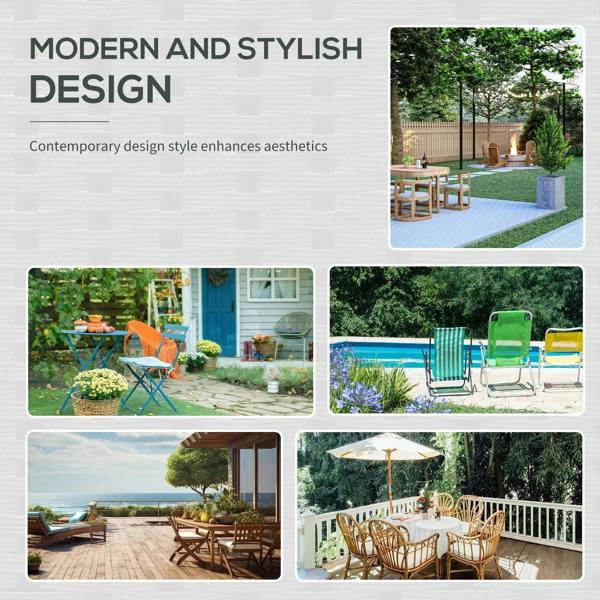 Black rattan outdoor dining corner sofa set with white cushions, coffee table, and stools