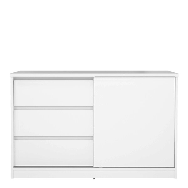 Wyld Haus Budapest White Wooden Storage Unit 1 Door 3 Drawers