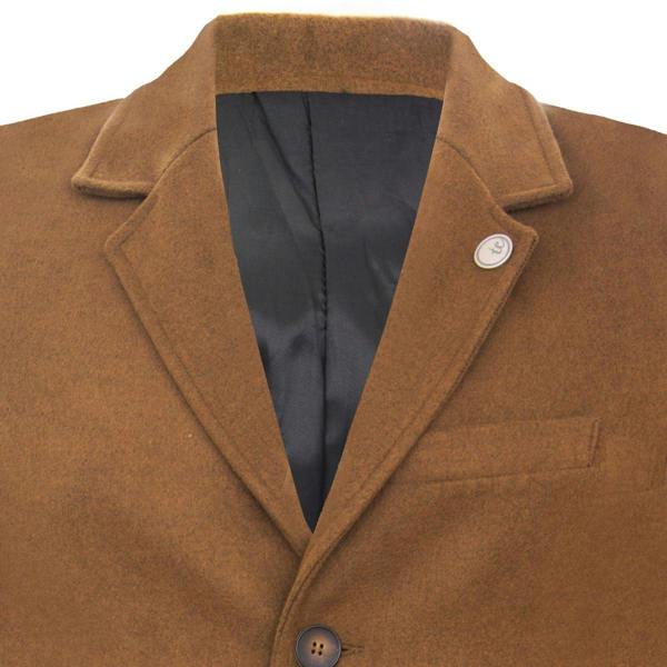 TruClothing Men's Long Brown Wool Slim Fit Overcoat
