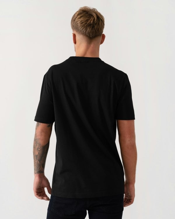 BOSS Green Tee Mens Stretch Cotton T-Shirt with Contrast Logo - Black 009 - CHO - Designer Mens Logo T-Shirts