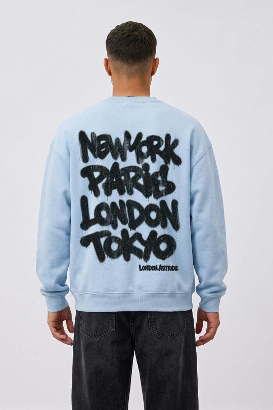London Attitude Oversized City Graffiti Graphic Sweatshirt