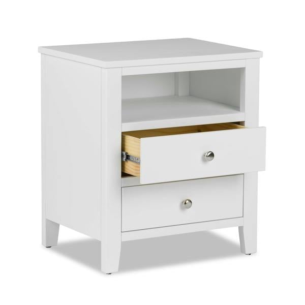 Statement Furniture Brooklyn Modern Bedside Table with Drawers and Shelf Assembled