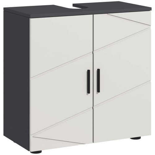 Wyld Haus Kipae Light Grey Under Sink Vanity Cabinet With Double Doors Adjustable Shelving And U Cut Out