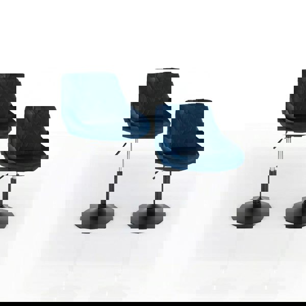 Modcraft Set of 2 Blue Velvet Swivel Bar Stools – Adjustable Dining Chairs with Backrest for Kitchen