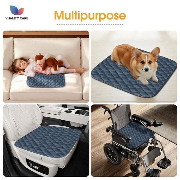 Vitality Care Absorbent Washable Incontinence Chair Pad Non-Slip Waterproof Seat Protector Pad