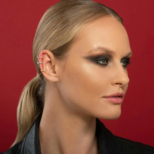 Pair of Silver Zig Zag Ear Cuff Earrings - namana.london